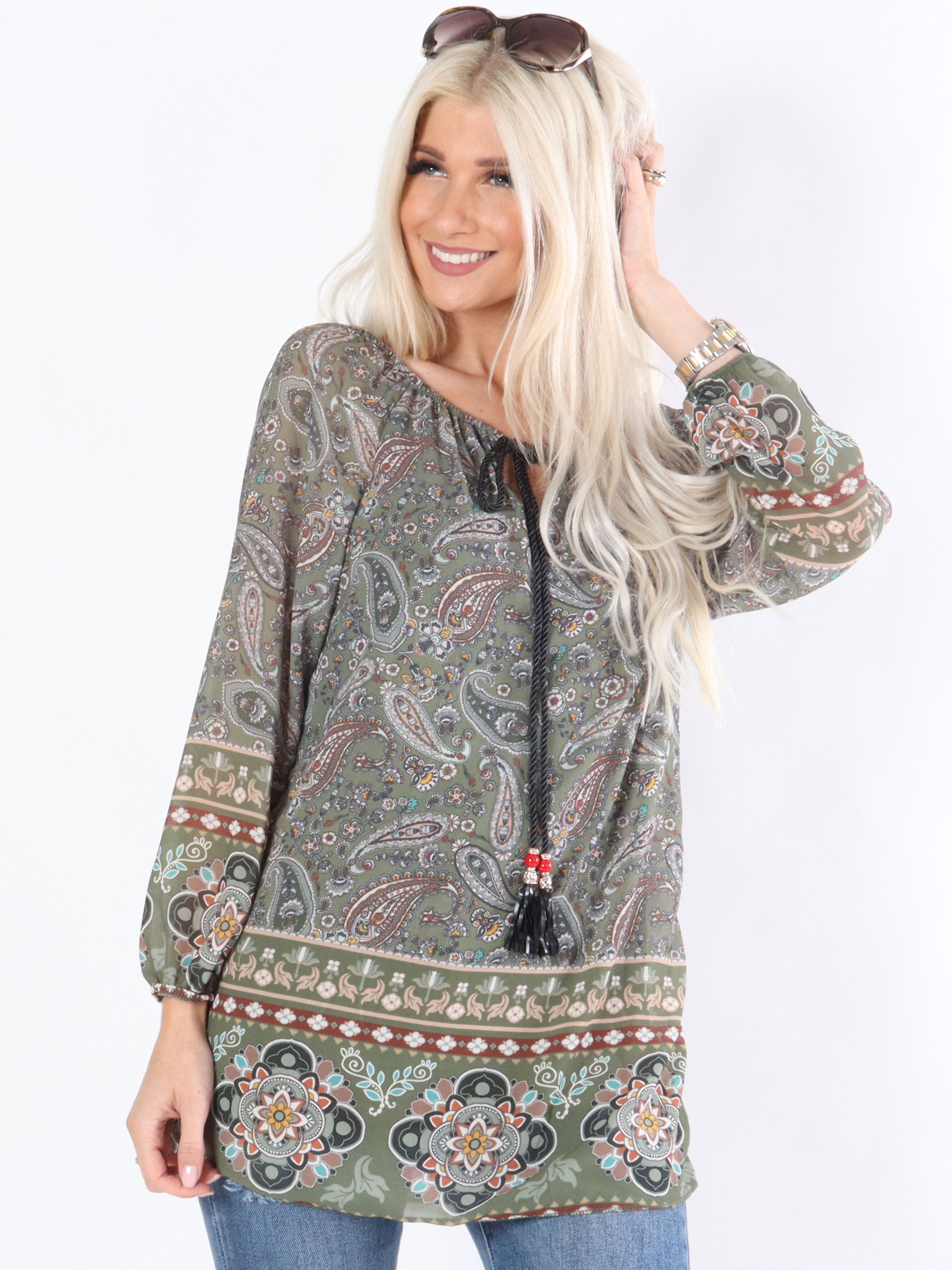 Latoya - Mönstrad tunika i chiffong